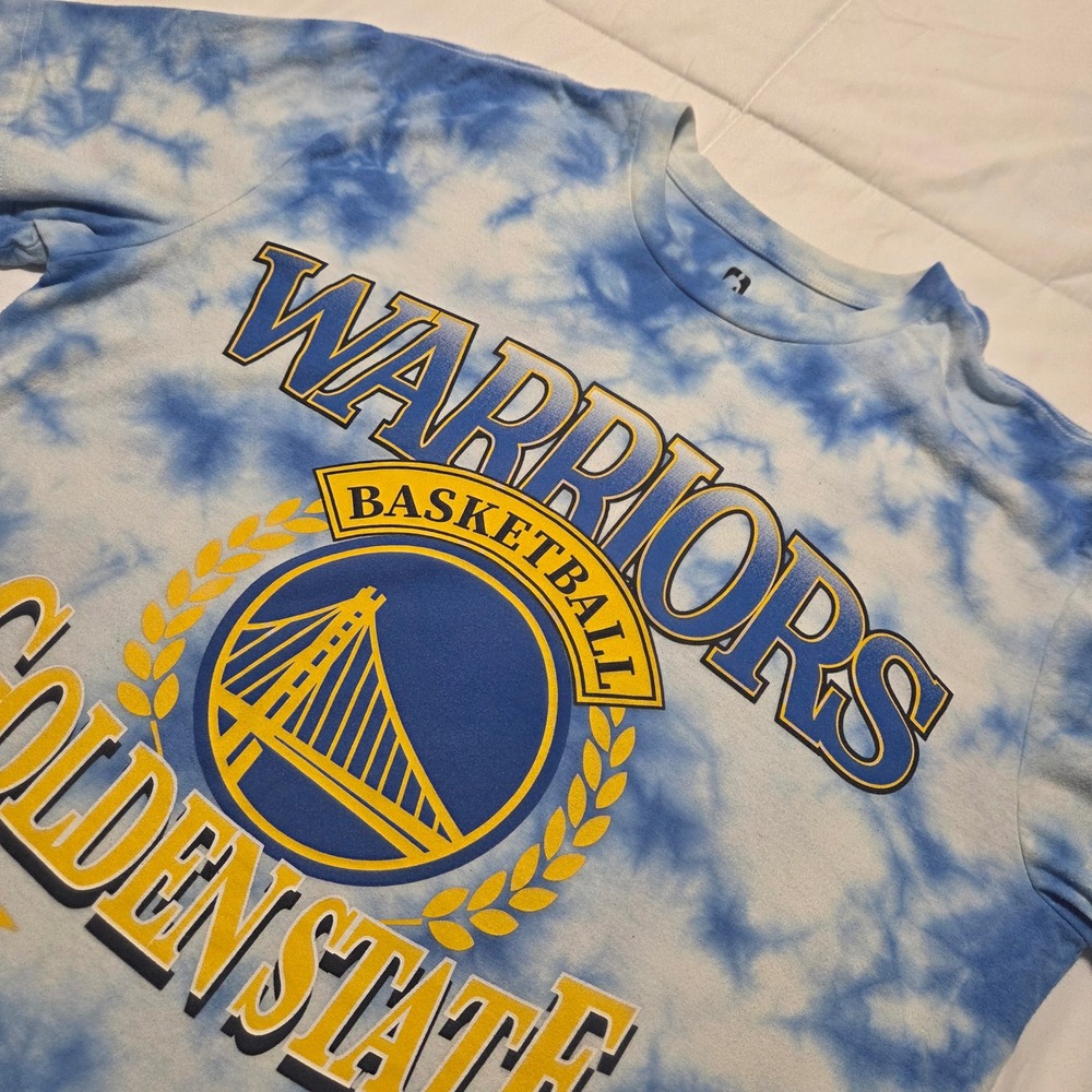 Golden State Warriors NBA Tie Dye Graphic T-Shirt Mens Medium Blue White 2022